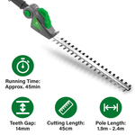 Cordless Hedge Trimmer 18v Li-ion Long Reach Telescopic Garden Hedge Cutter, Battery & Charger Included