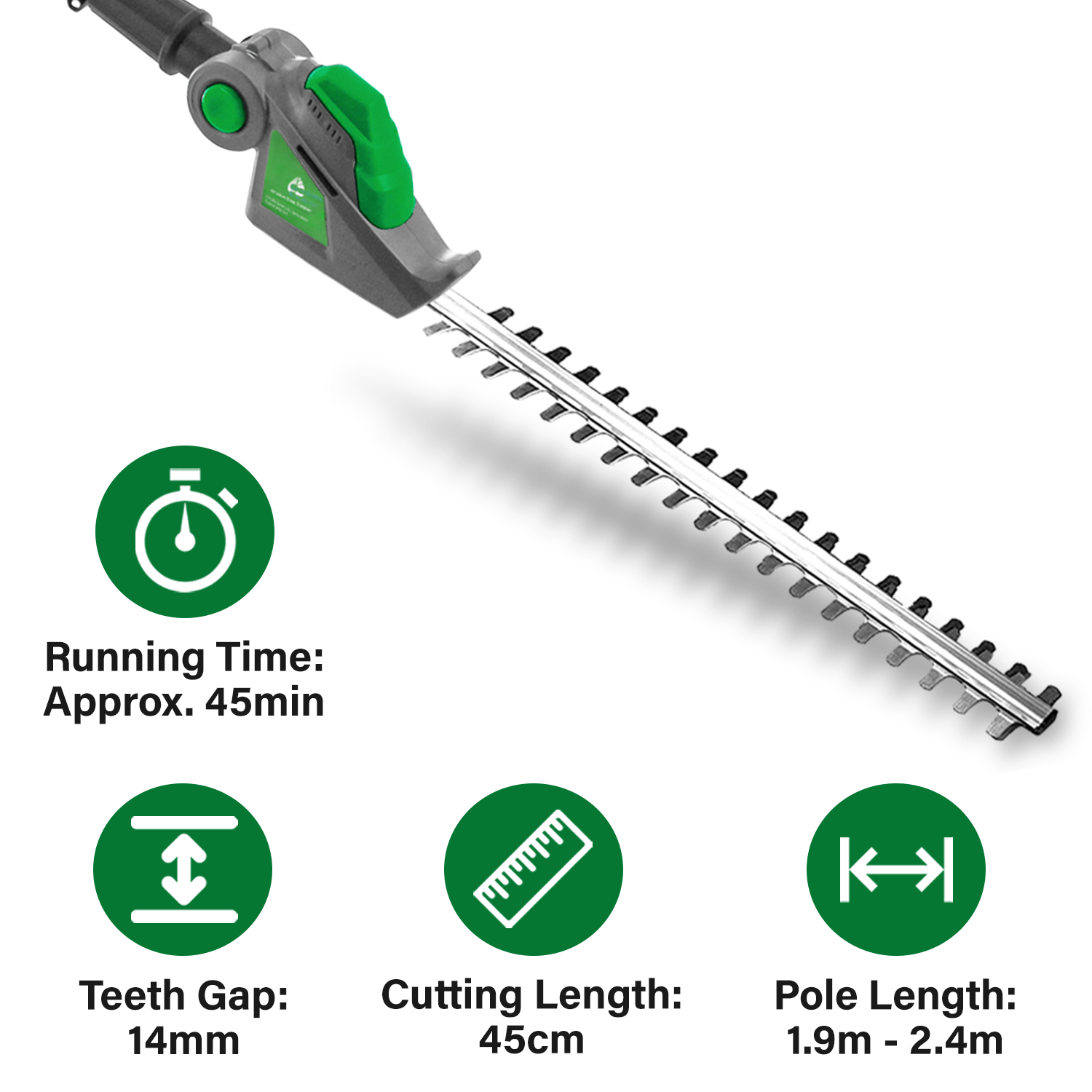 Cordless Hedge Trimmer 18v Li-ion Long Reach Telescopic Garden Hedge Cutter, Battery & Charger Included