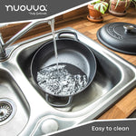 Shallow Cast Iron Casserole Pot With Lid  - 30cm , 3.7-quart | Black