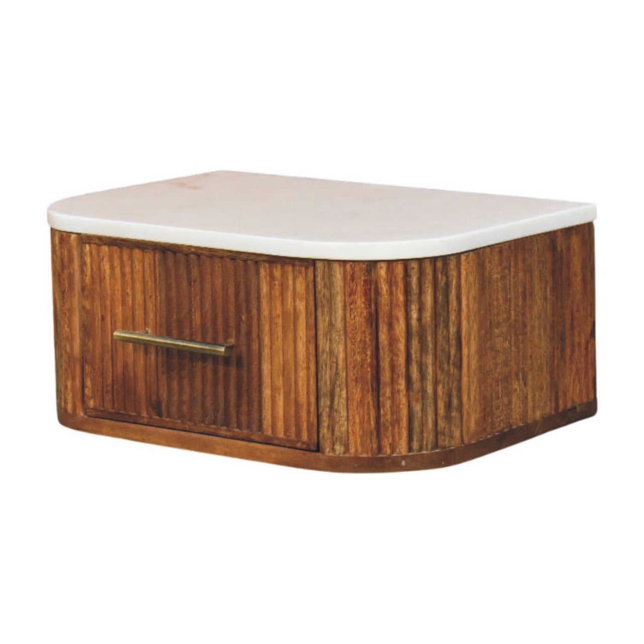 Beaumont Wall-mounted Bedside, 1 Drawer, Beige and White | Brown