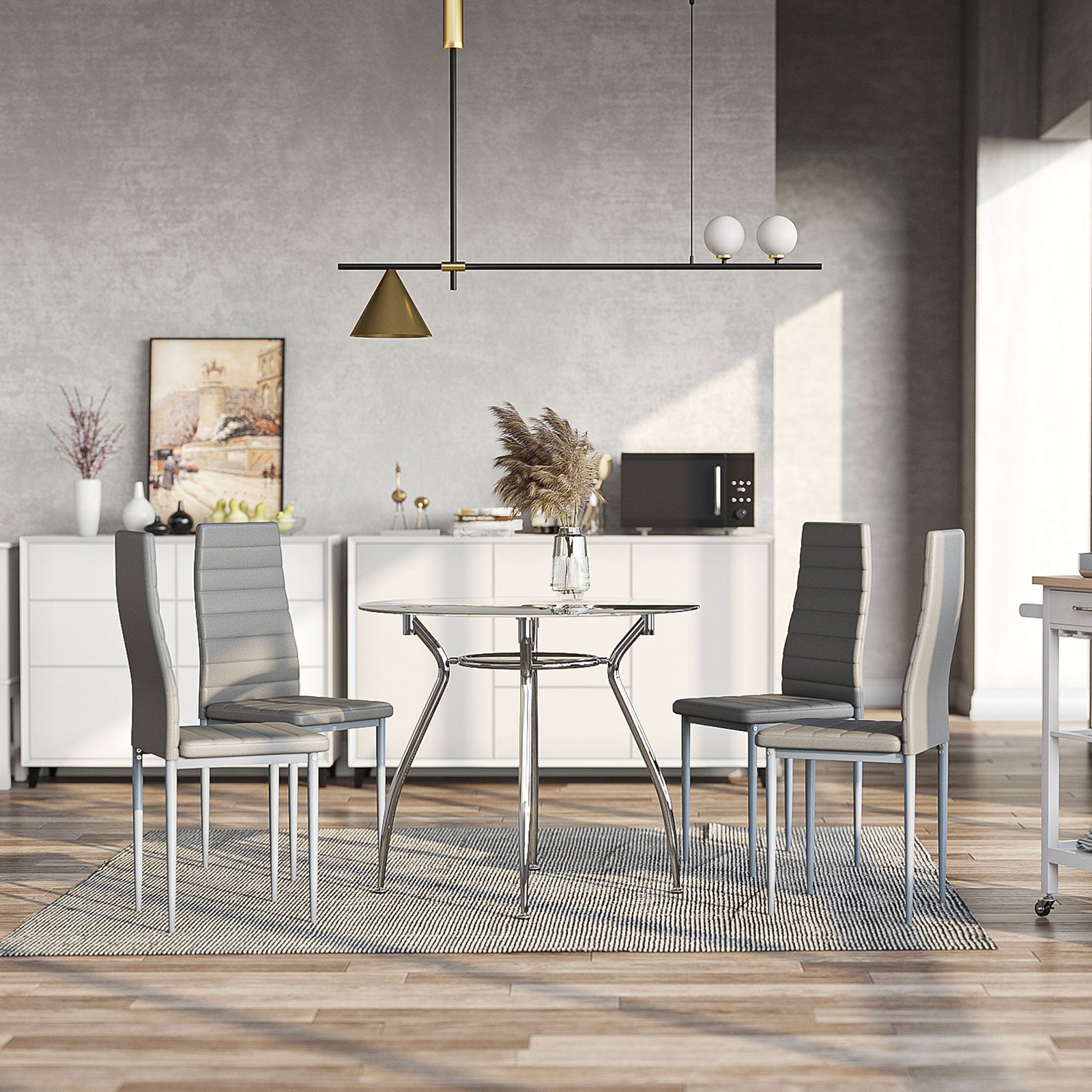 Dining Table And Chairs, Upholstered