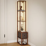 Floor Lamp With Shelves, Led Standing Lamp With Fabric Drawer | Brown