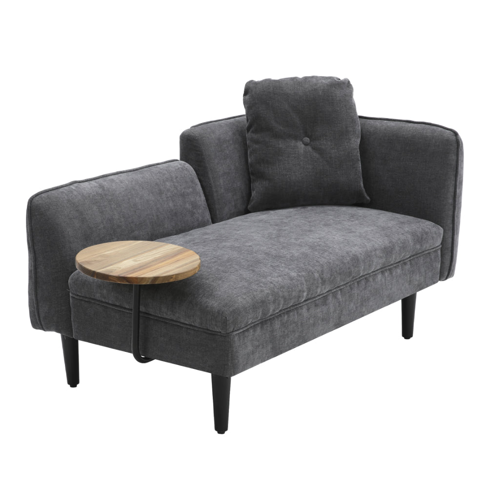 Linen Chaise Lounge With Tray Table