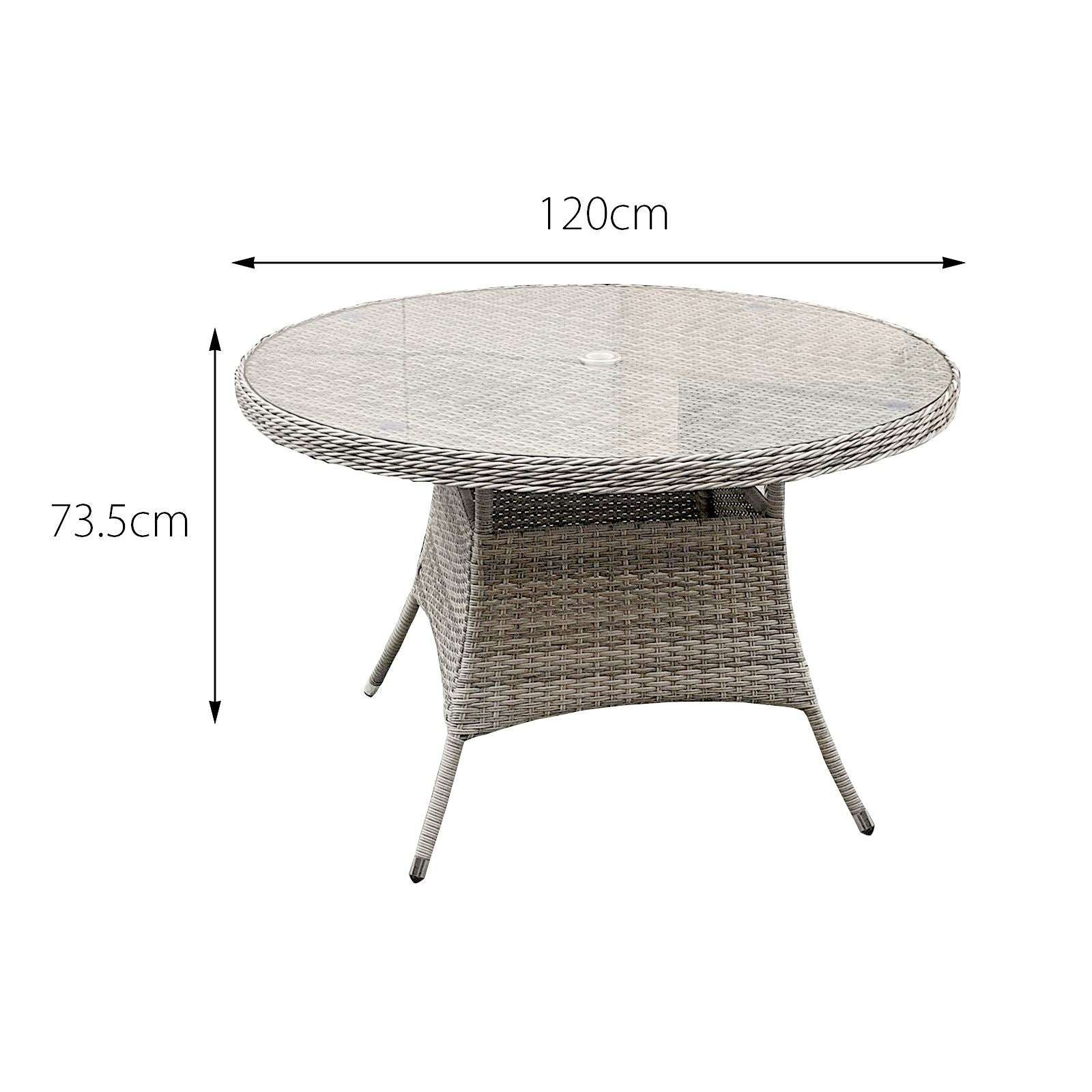 Hampton Rattan 4 Seat Dining Set | Dove Grey