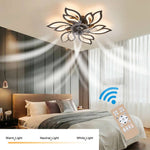 Pointed Petal Ceiling Fan Light 65cm Led With 3-color Dimming, Reversible Silent Dc Motor, 6-speed, Sleep Timer, 2.4g App & Remote Control | Black