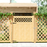 120cm W×90/120/150/180cm H Diamond-pattern Outdoor Garden Wooden Gate With Installation Hardware | 150cm