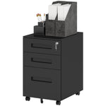 Lockable Mobile Filing Cabinet W/ 3 Drawers | Large | Black