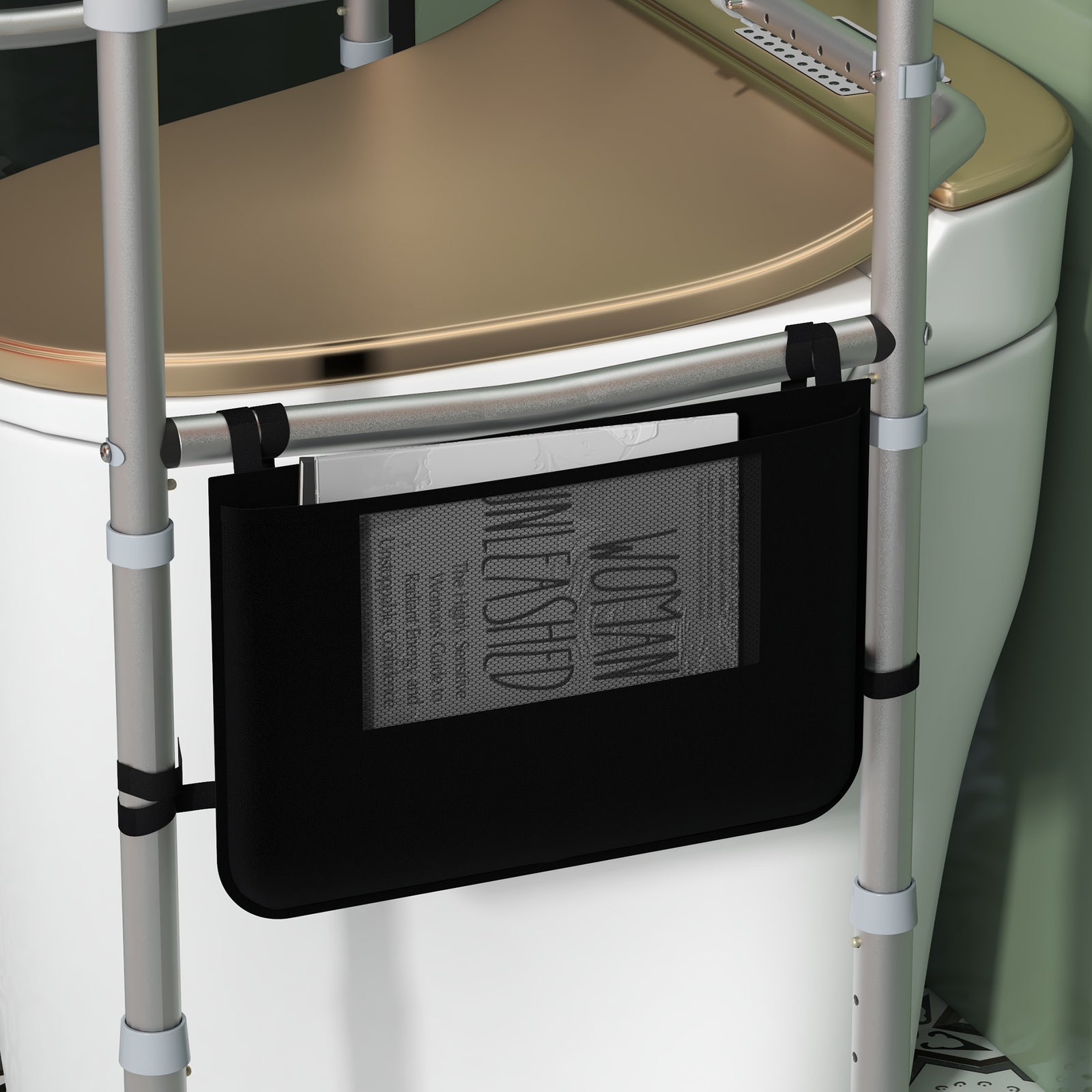 Adjustable Toilet Safety Frame With Rubber Tips Storage