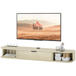 120 Cm Floating Tv Unit With Flip Drawer And Shelves | Natural