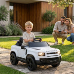 Land Rover Defender Licensed 12v Kids Ride On Car W/ Remote | White