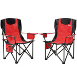 Set Of 2 Folding Camping Chairs With Cooler Bag | Red