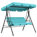 Outdoor 3-person Metal Porch Swing Chair Bench Canopy | Blue