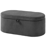 Storage Ottoman, Corduroy Ottoman Storage Box With Padded Seat | Dark Grey
