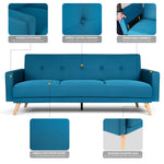 Click-clack Sofa Bed With Ribbed Tufting - 3 Seater | Blue