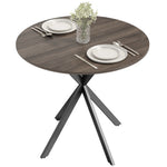 80cm Round Dining Table, Industrial Kitchen Table With Steel Legs | Brown