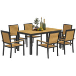 6 Seater Aluminium Garden Dining Set With Stackable Chairs | Natural