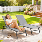 Sun Loungers For Garden Set Of 2 With Side Tray Table | Grey
