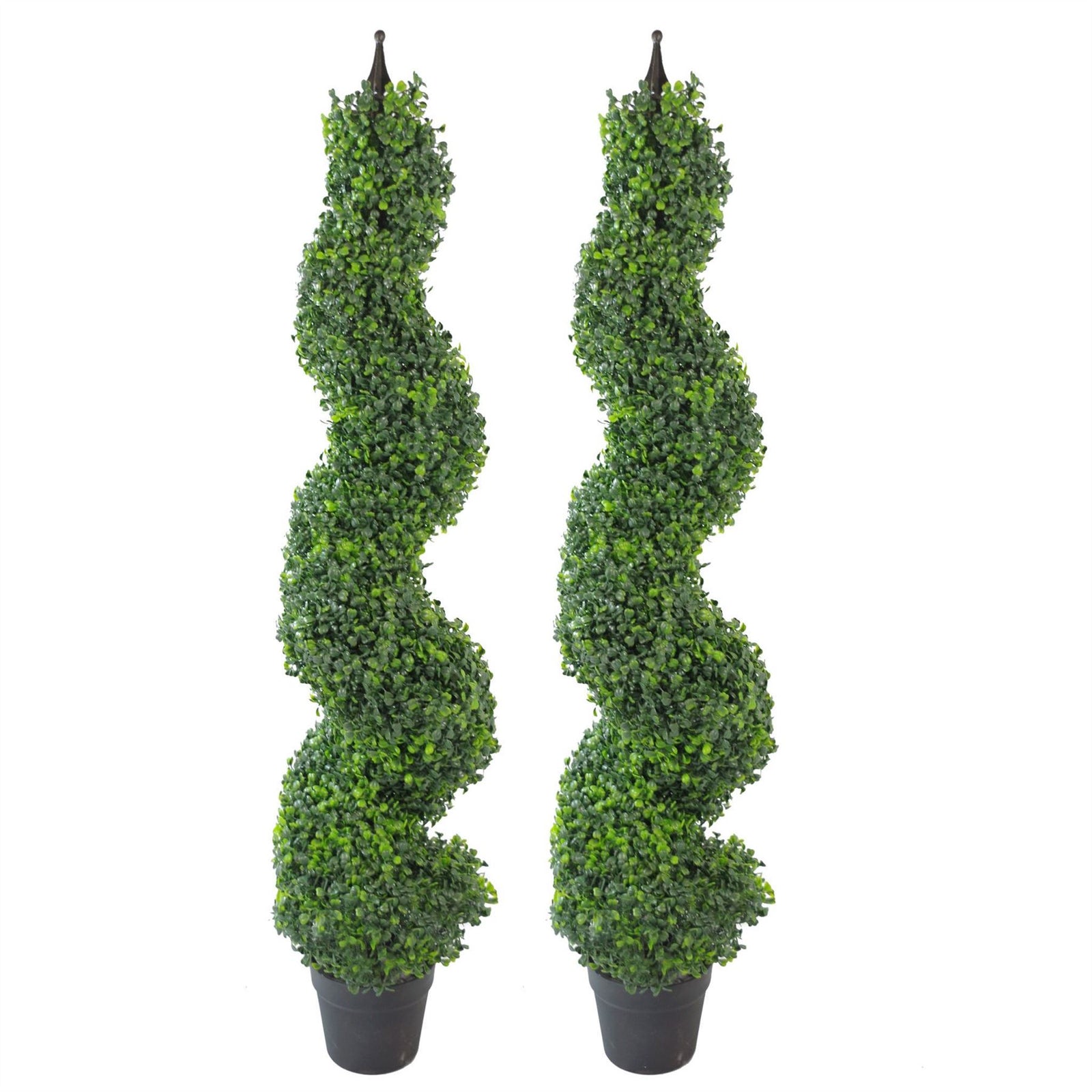Faux Pair Of 120cm Artificial Tall Boxwood Tower Trees Topiary Spiral