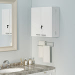 HOMCOM Wall Mount Medicine Cabinet With Key Lock And 2 Doors, White