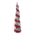 5ft Decorative Pop-up Artificial Tinsel Christmas Trees,red & White