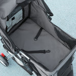 Pet Stroller Pushchair Carrier For Cat Puppy With 3 Wheels | Charcoal Gray