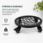 Metal Piot Caddy Stand With Lockable Wheels - Pack Of 2 | 30cm | Black