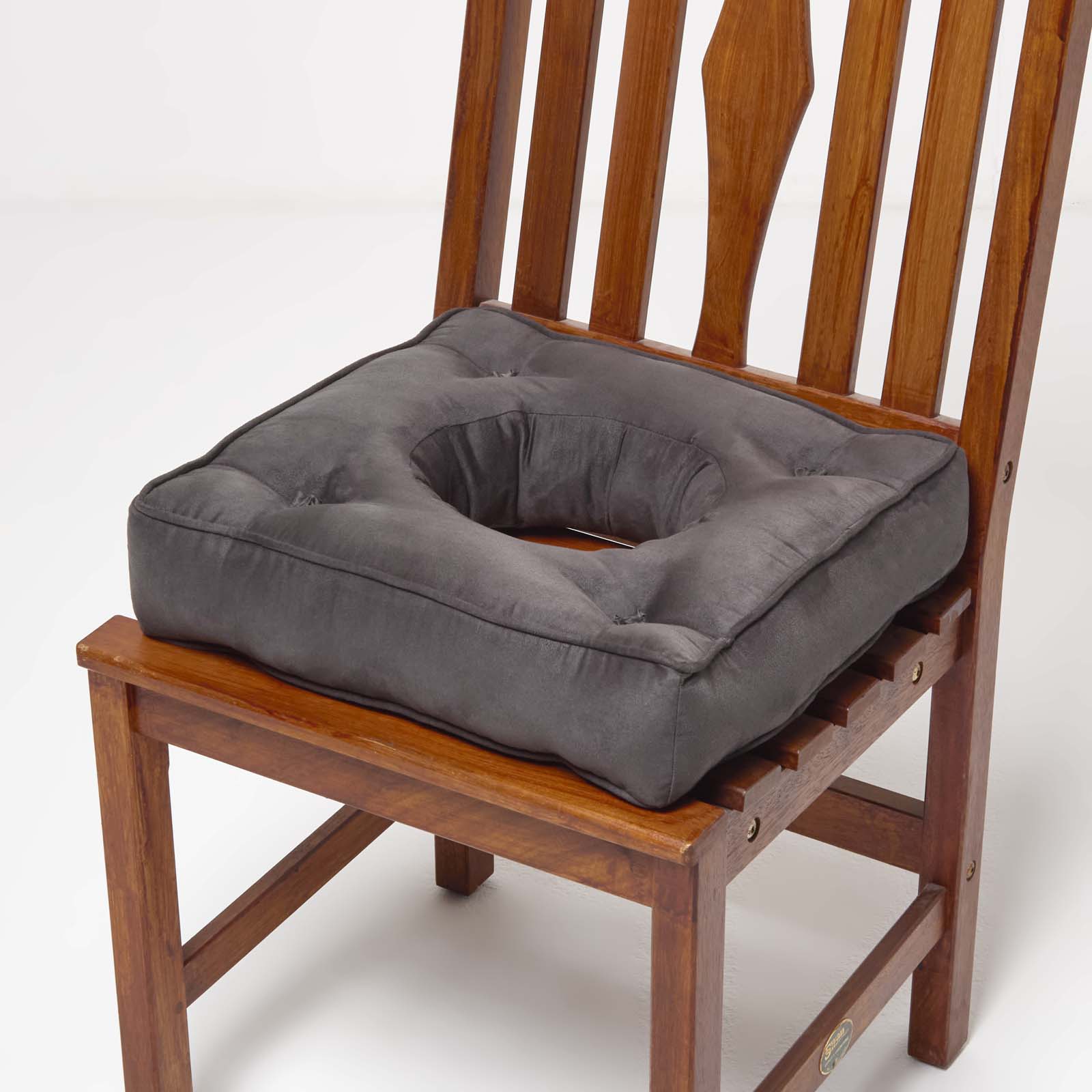 Faux Suede Coccyx Dining Chair Cushion With Ties | 40cm x 40cm | Grey
