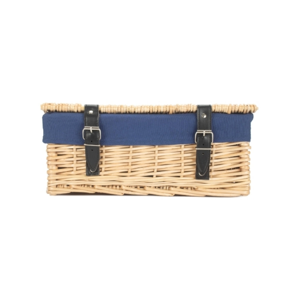 36cm Buff Wicker Empty Picnic Basket | One Size | Blue