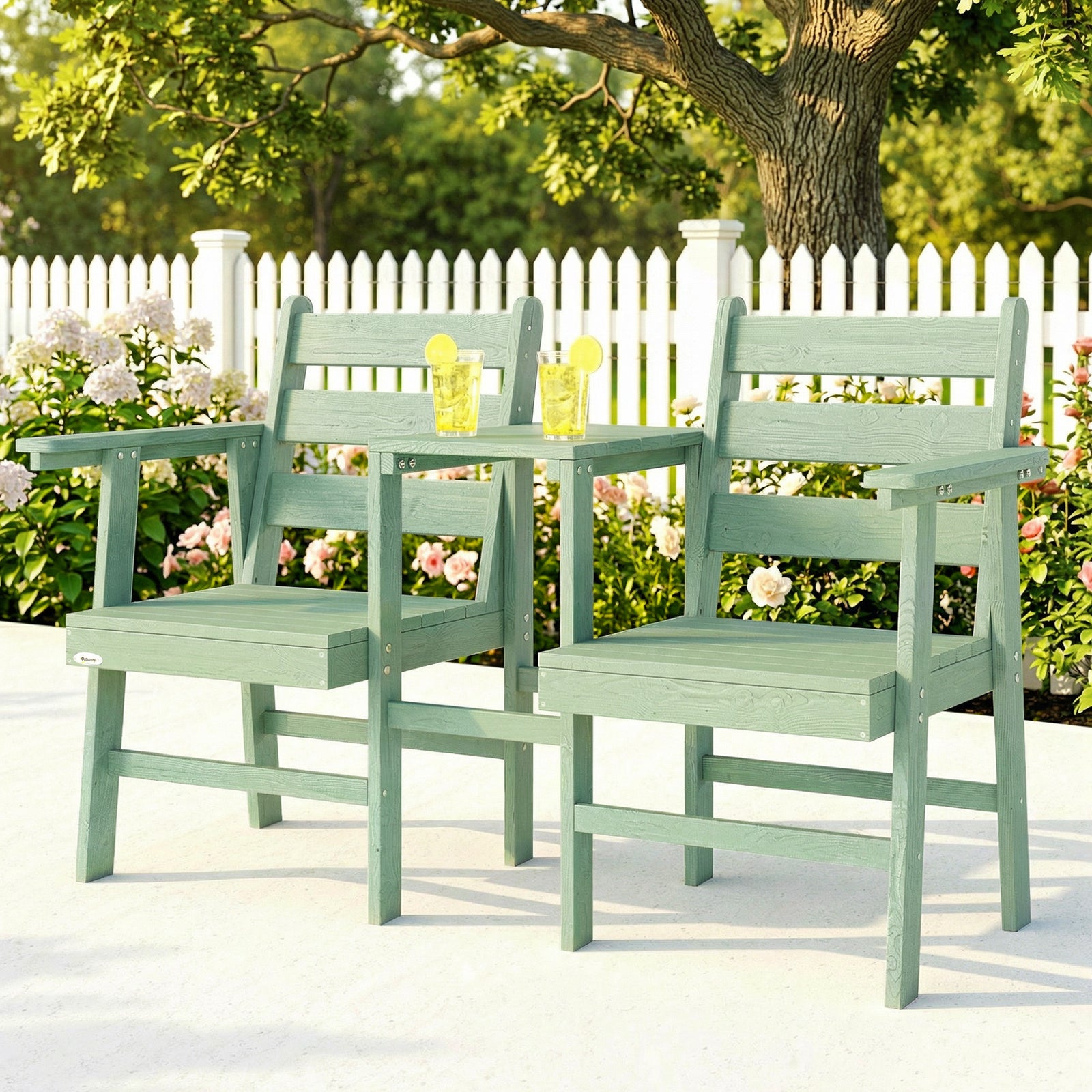 Garden Loveseat, Embossed Wood Jack And Jill Garden Seat | Green