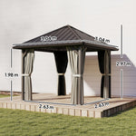 3 X 3(m) Metal Hardtop Gazebo With Netting And Curtains | Black