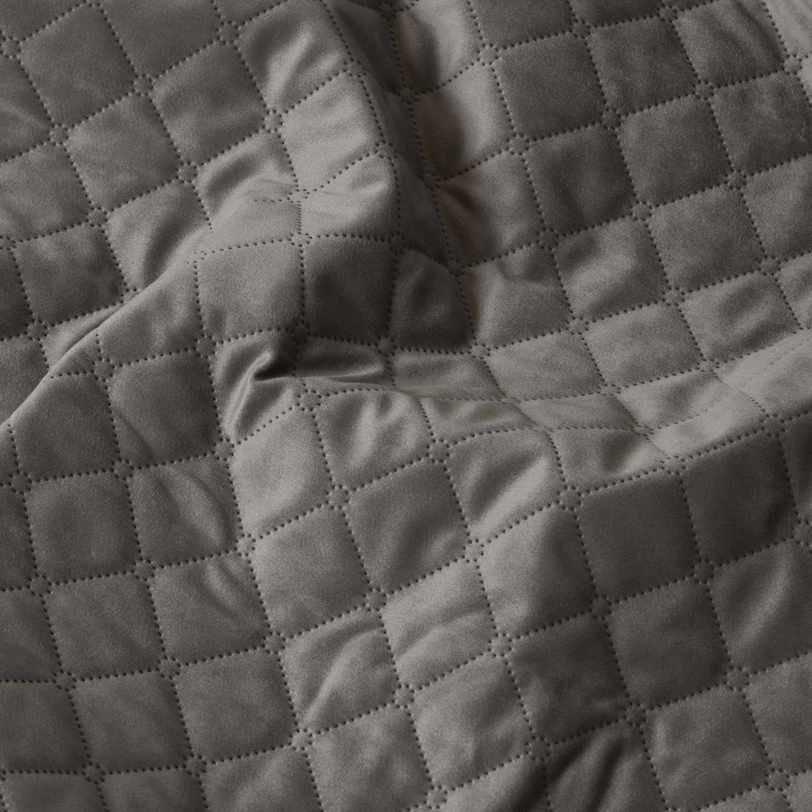 Diamond Quilted Velvet Bed Throw | 150cm x 200cm | Grey