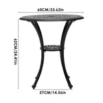 Cast Aluminium Round Patio Dining Table For Outdoor Garden - 60cm Dia X 62 Cm H