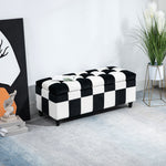 Velvet Storage Ottoman, Button-tufted, Footstool | White