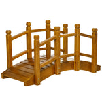 Wooden Garden Bridge With Railings, Arc Footbridge, Brown