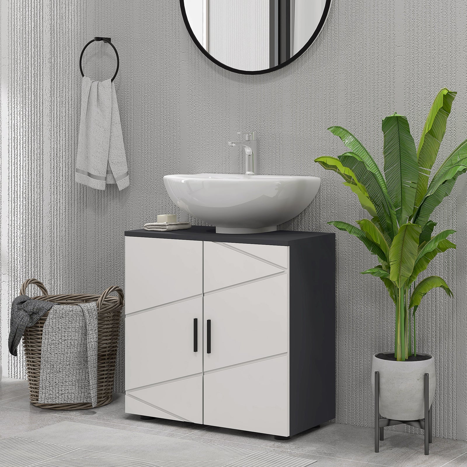 10x20/20x20cm "u" Cut-out Bathroom Vanity Unit | Large | Light Slate Gray