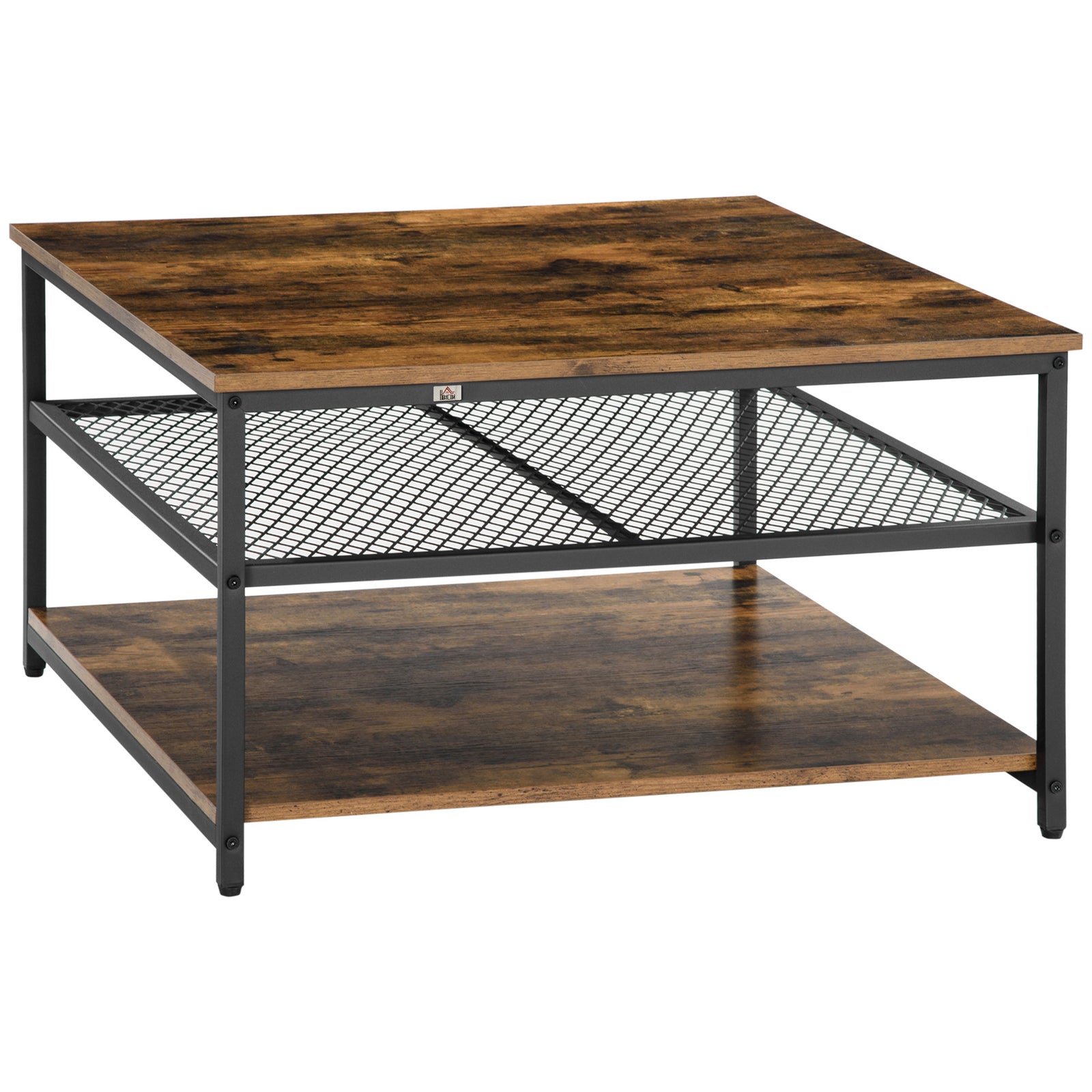 Industrial Coffee Table With 3-tier Storage