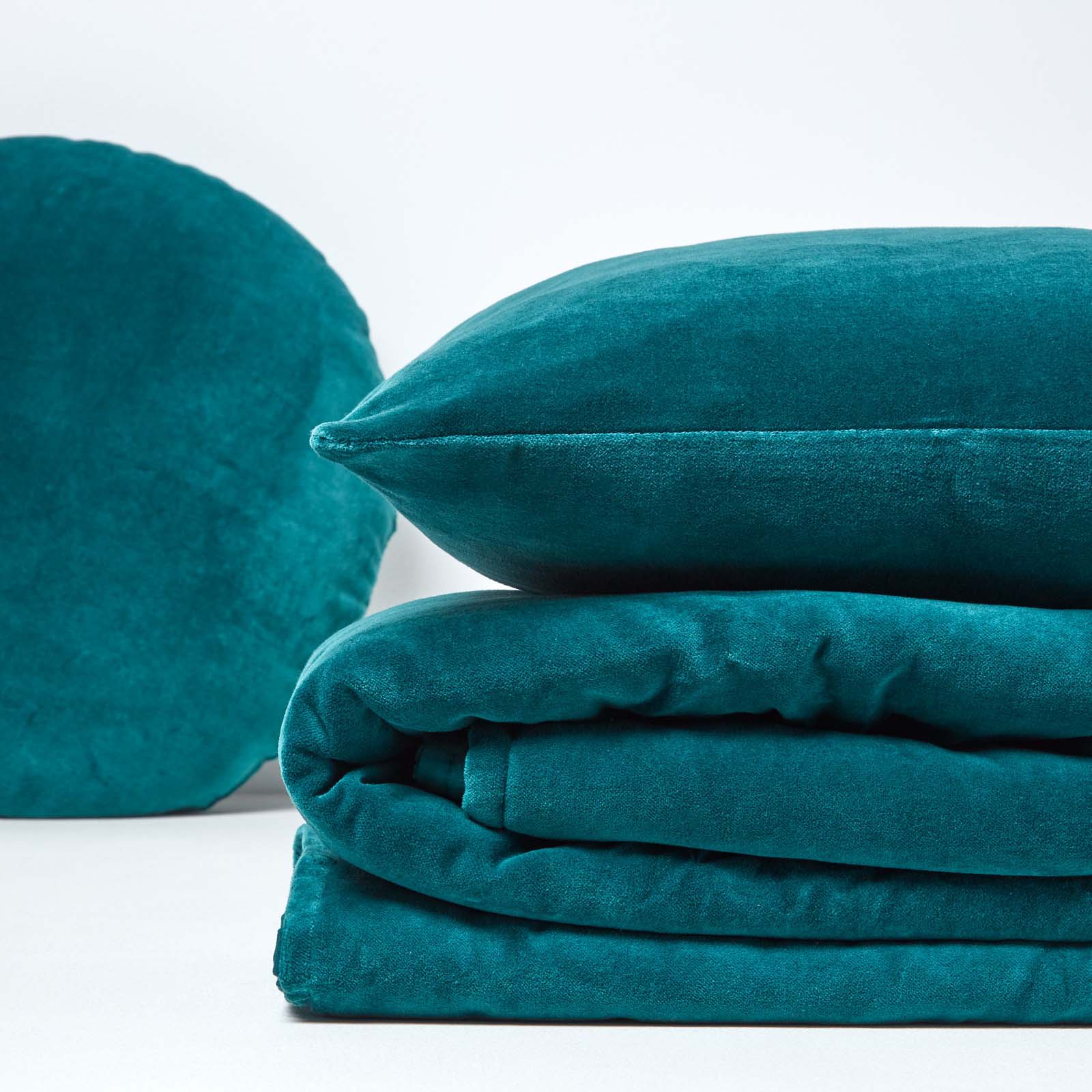 Velvet Cotton Quilted Throw | 150cm x 200cm | Teal Green