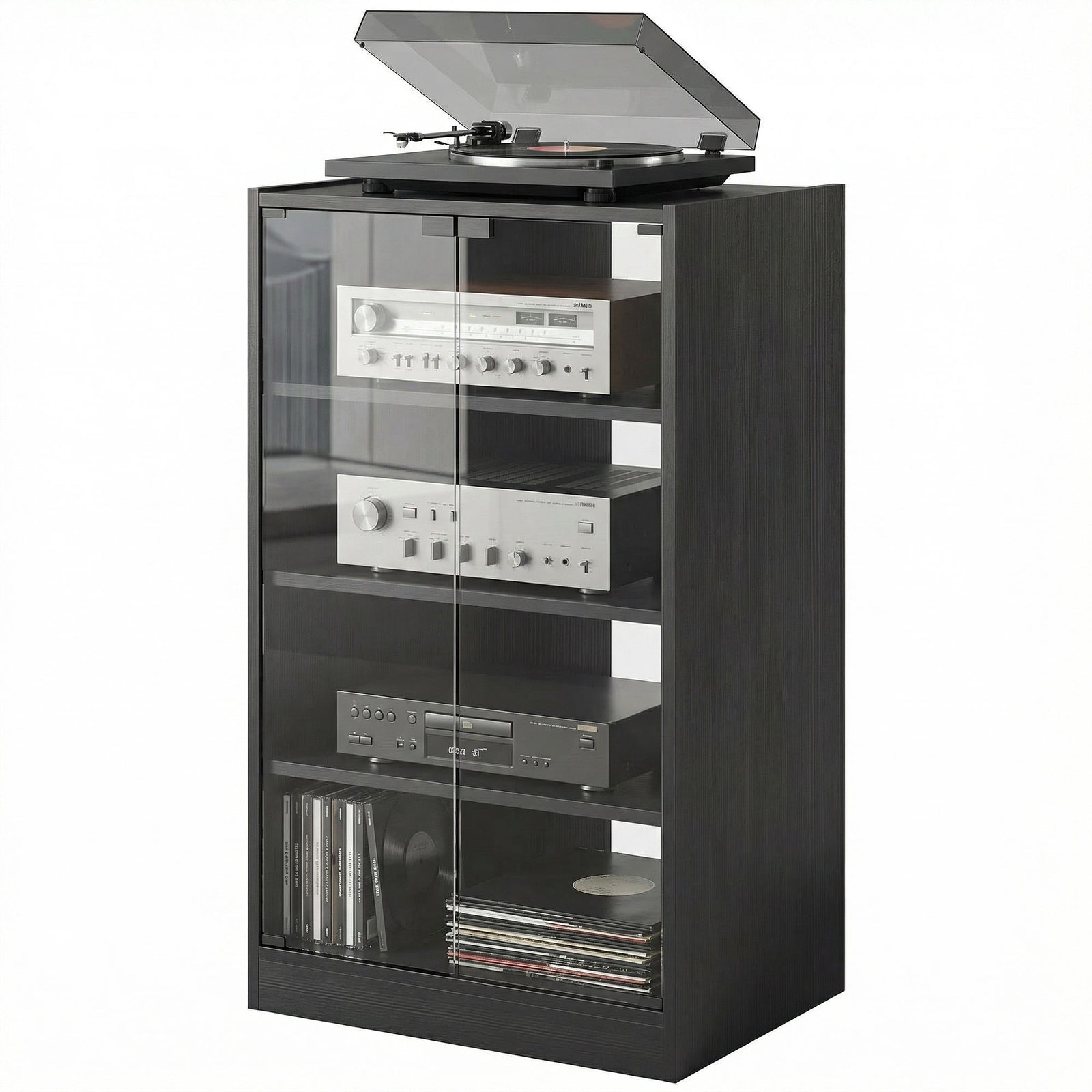 4-tier Hi-fi Stand With Adjustable Shelves | Black