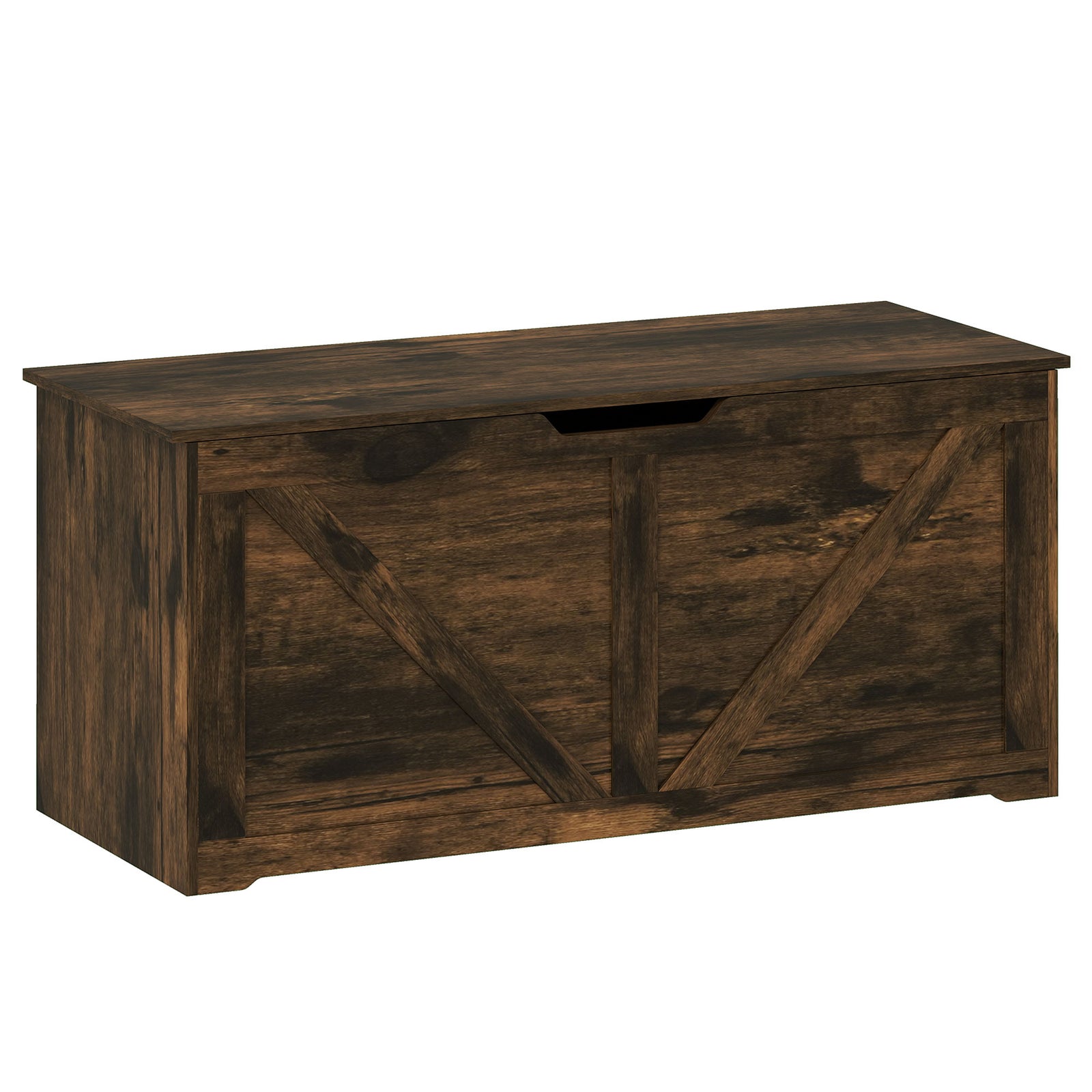 Storage Trunk For Living Room, With Safety Hinges, 100cm | Rustic Brown