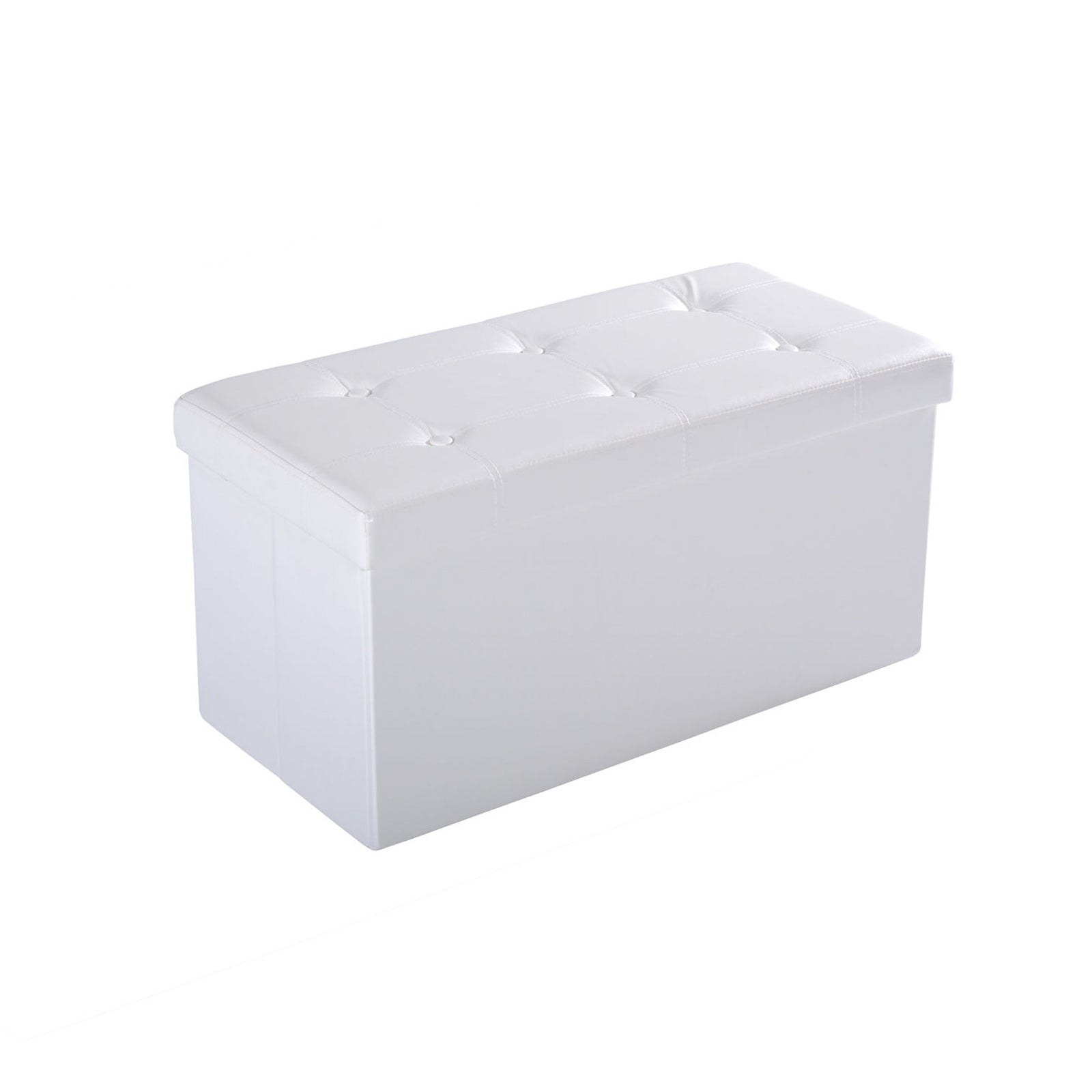 Pu Leather Storage Bench, Tufted Footrest | Cream