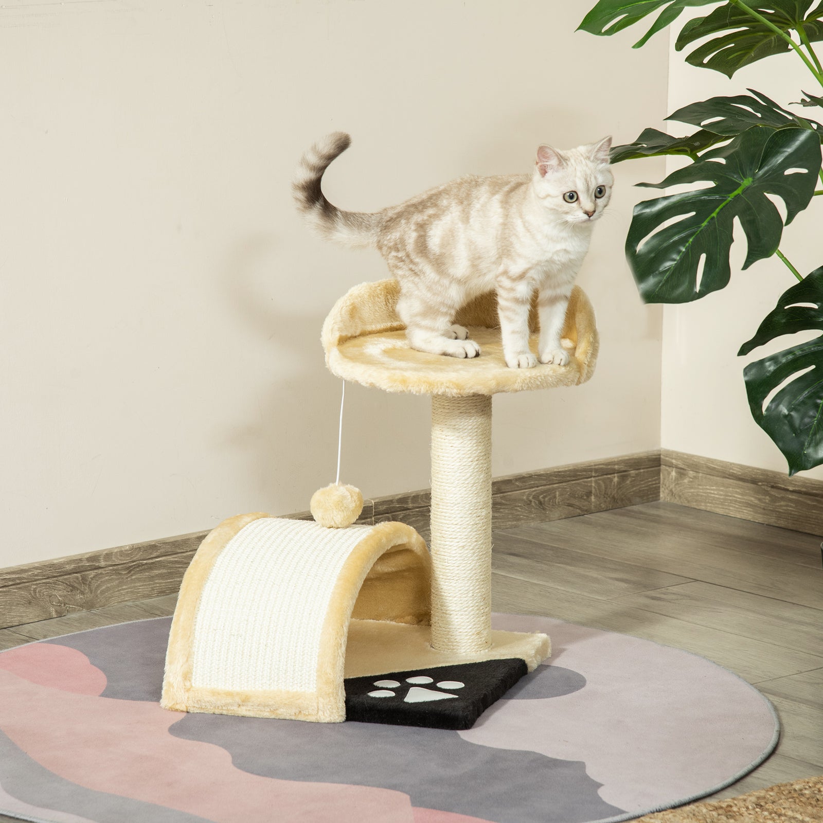 Cat Tree Kitten Scratching Scratcher Cosy Sisal Home Play Rest Activity | Beige