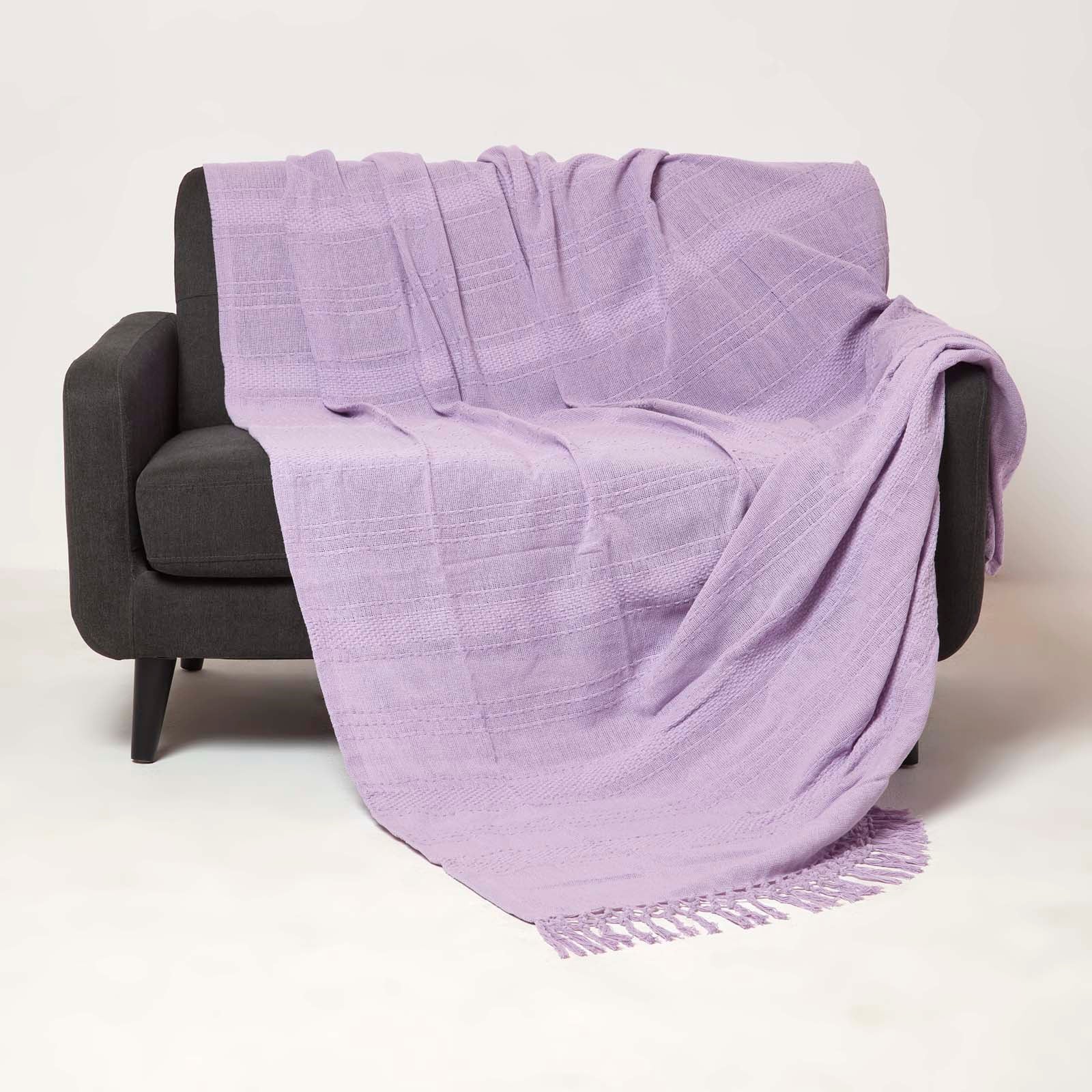 Kashi Cotton Throw With Tassels | 150cm x 200cm | Lilac