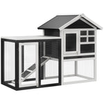 122cm Wooden Rabbit Hutch Bunny Cage Pet House With Tray Ladder Run | Grey