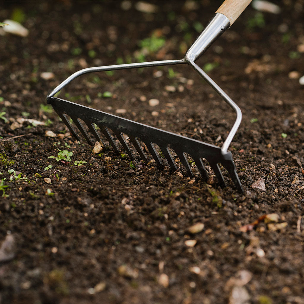 Garden Life Lightweight Stainless Steel Soil Rake 12-tine, 130 Cm Ash Handle | 160cm