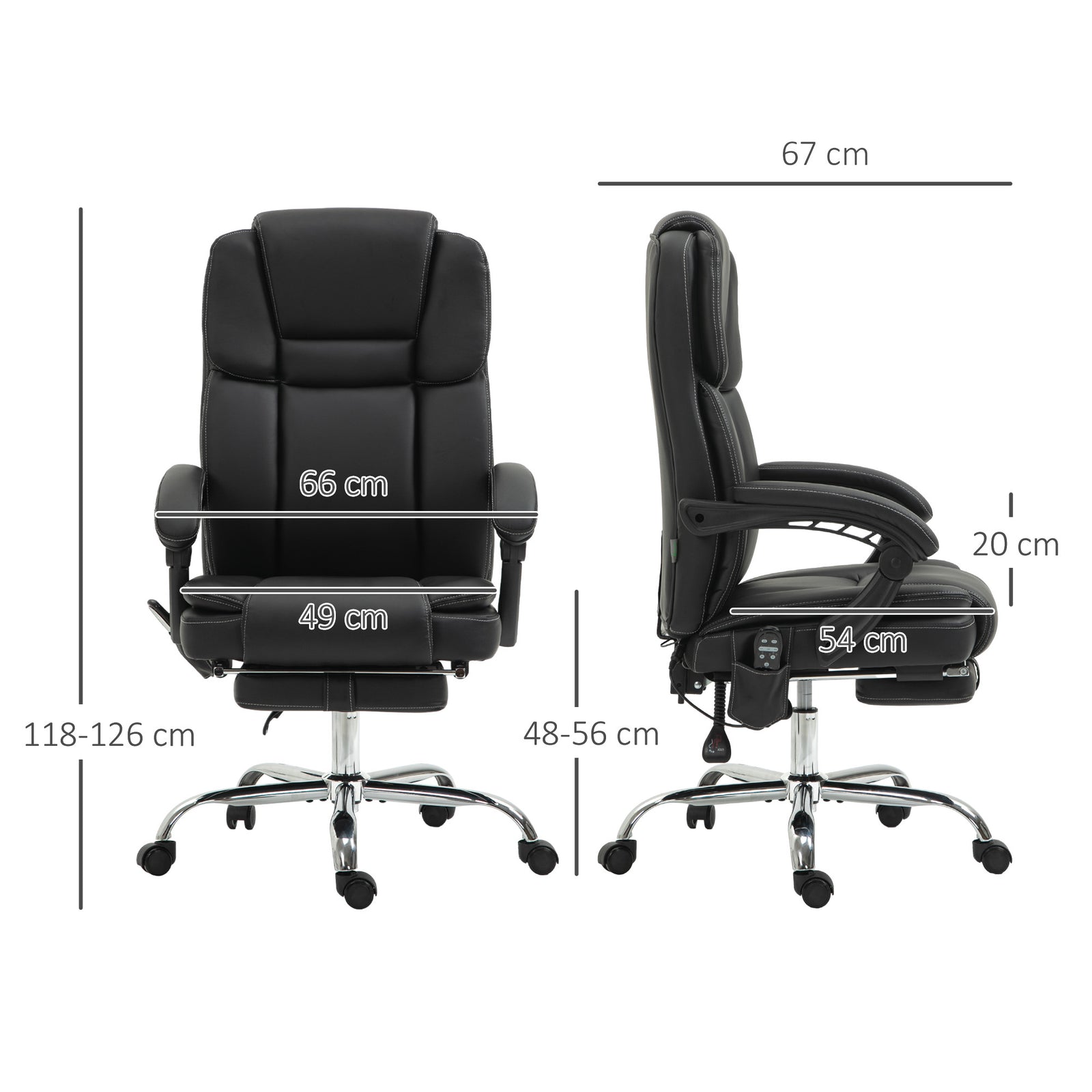Massage Office Chair, Pu Leather | Black