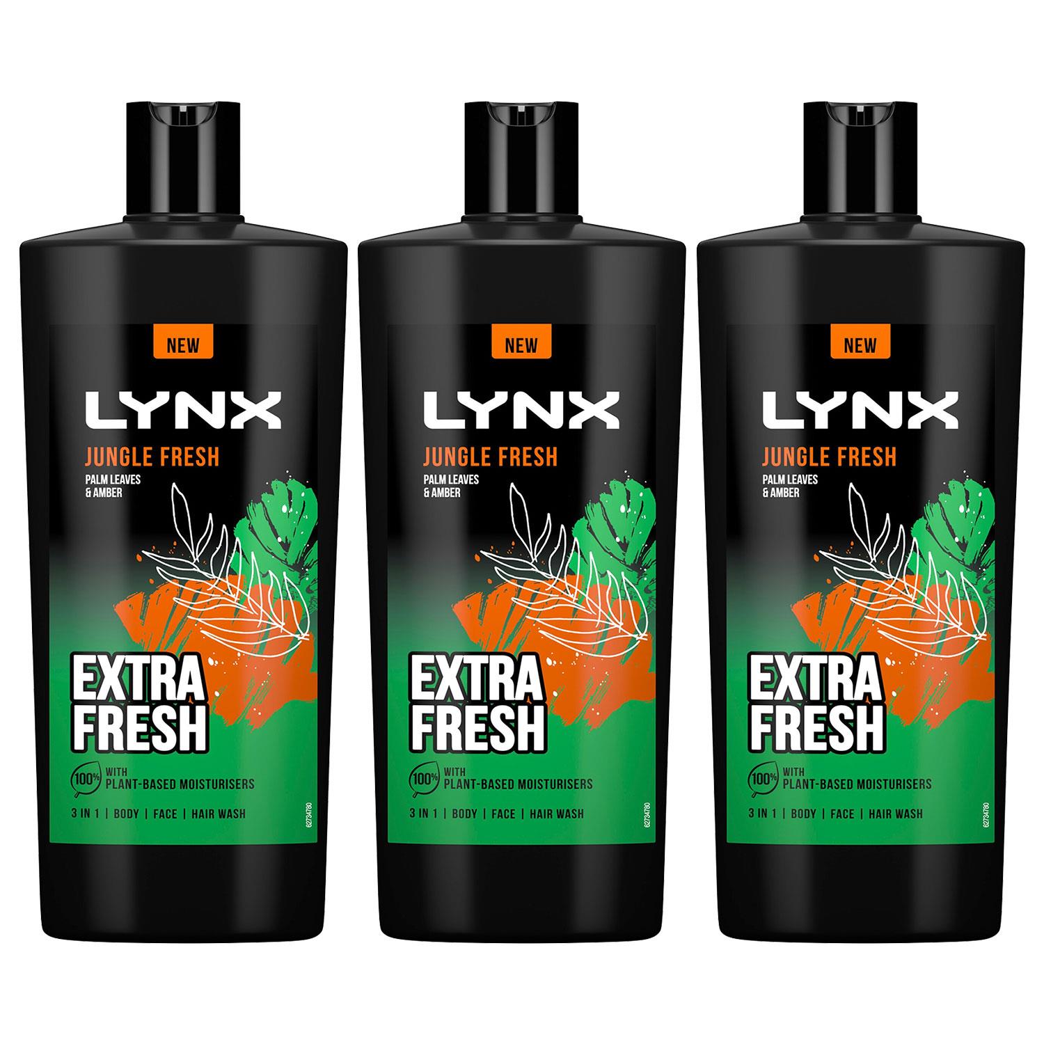 3in1 Body, Face & Hair Wash Shower Gel Extra Fresh Jungle Fresh 700ml, 3pk