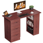 120cm Pc Table Workstation Computer Desk W/ Drawers, 3 Shelves | Dark Brown