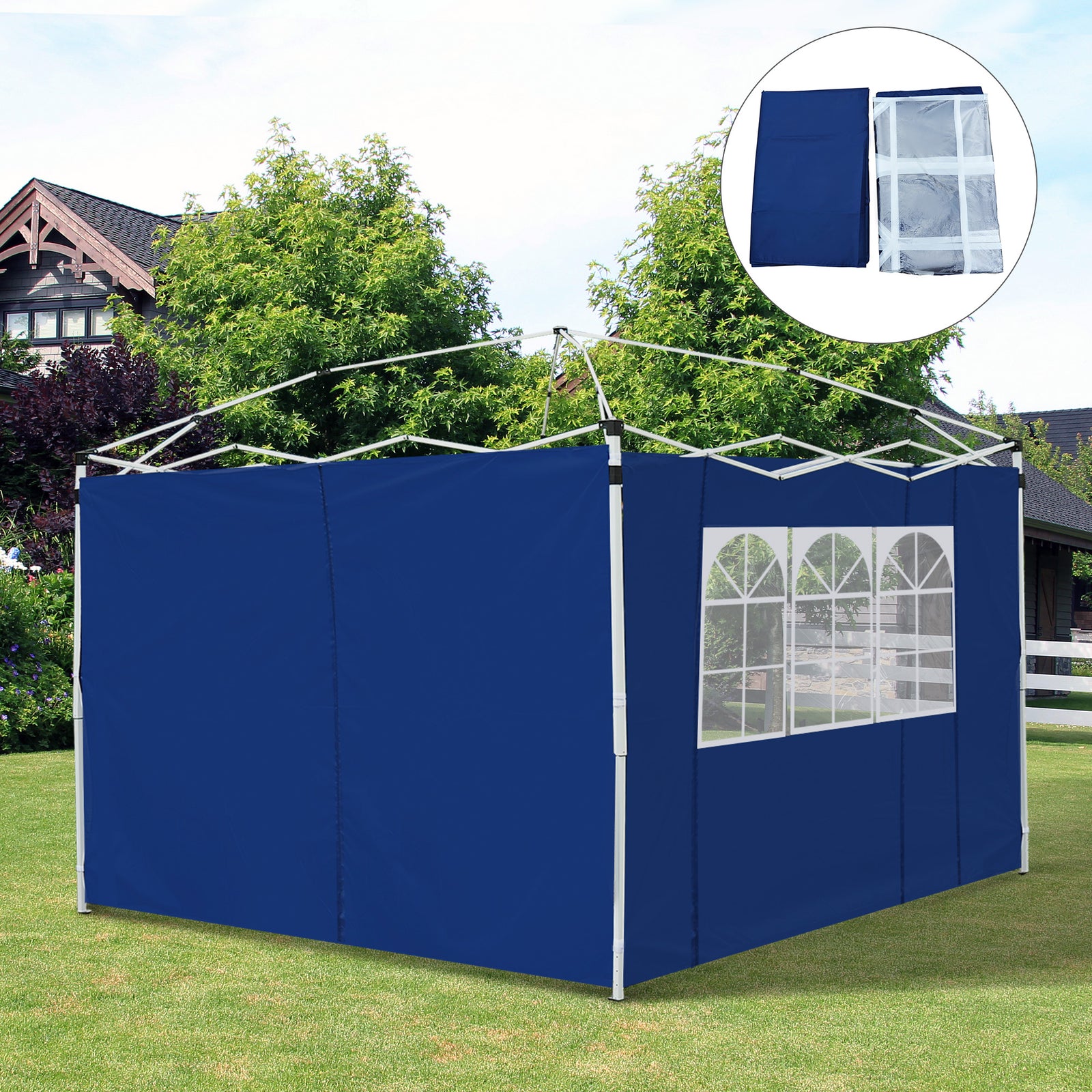 Gazebo Replacement Exchangeable Side Wall Panels W/ Window | Blue