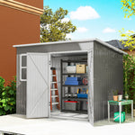 8.5x6ft Galvanised Steel Garden Shed With Foundation Kit