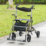 HOMCOM 2 In 1 Wheelchair & Folding Rollator Walker Combo